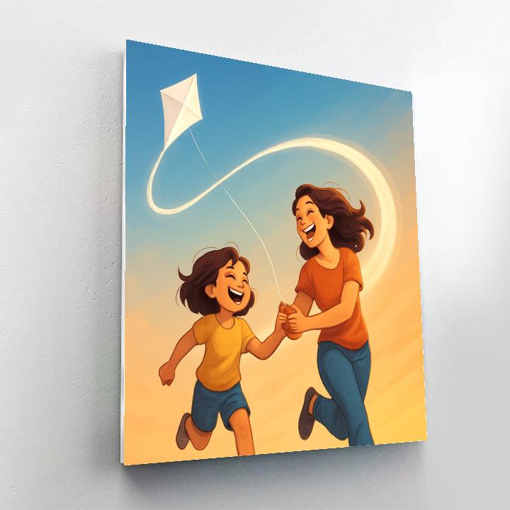 Comet Tail Kite Run With Mom Numbered painting kits