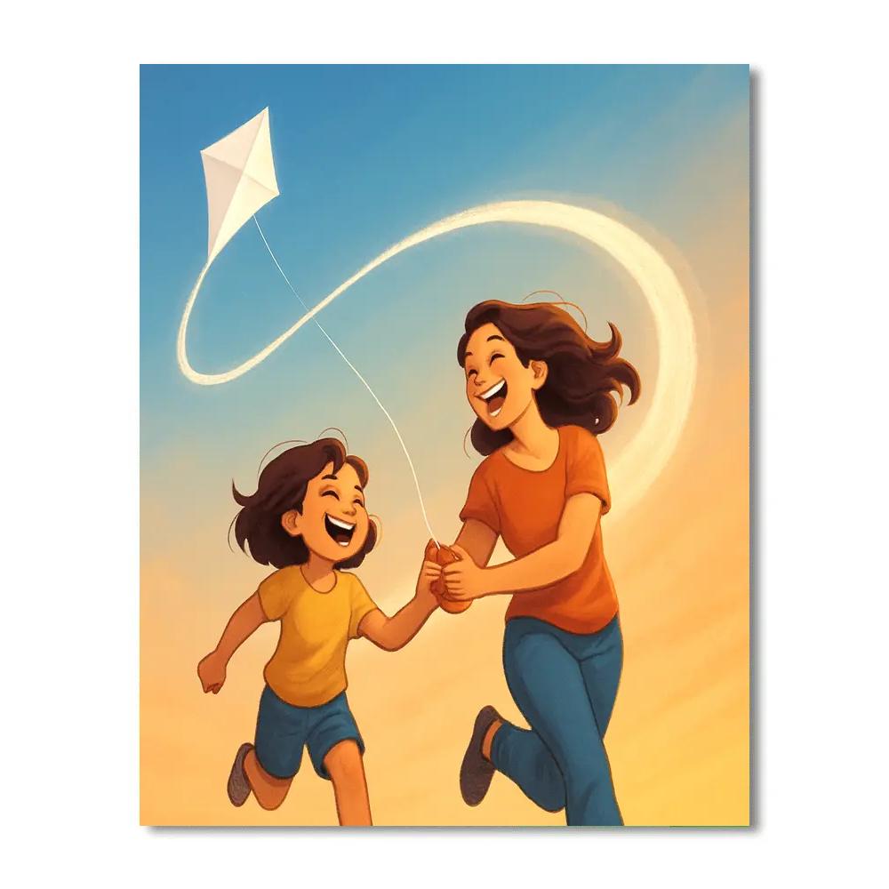 Comet Tail Kite Run With Mom Numbered painting kits