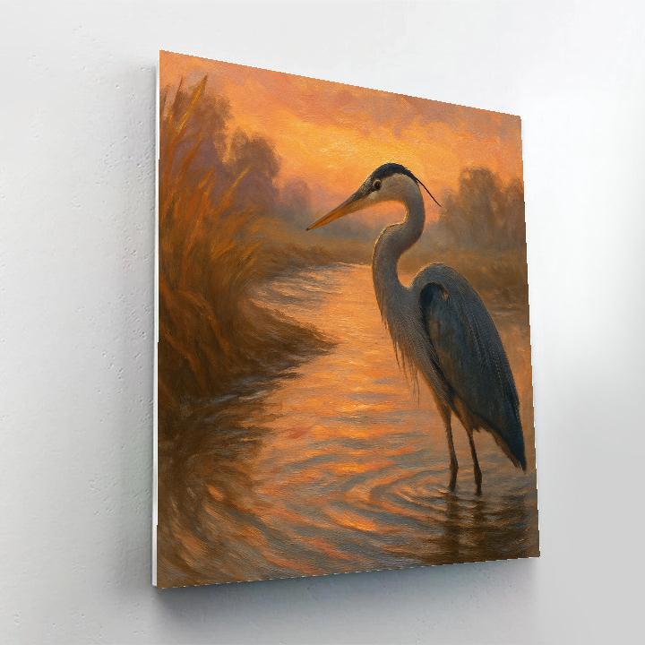 Heron At The Reed Bed Sunset Bend Paint by numbers kits