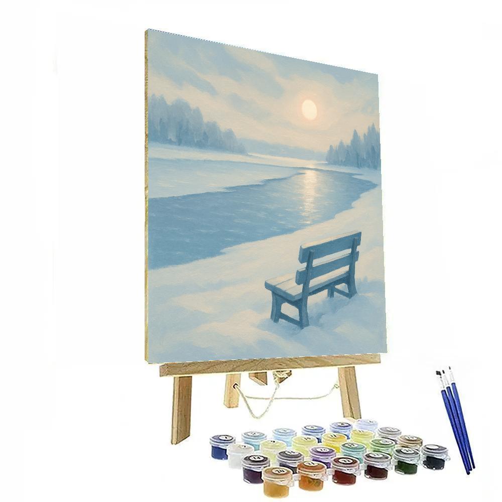 Snowy Shoreline Under Pale Winter Sun Numbered painting kits