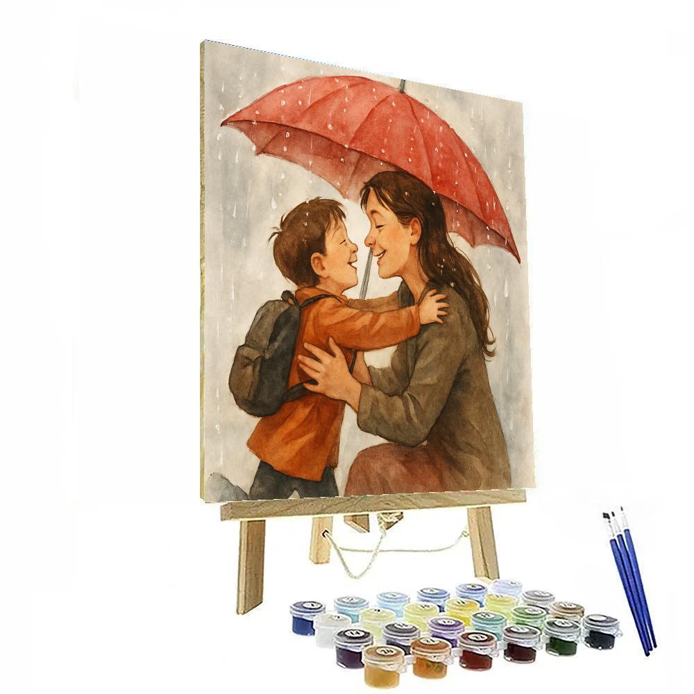 Rainy Day Umbrella Hug For Mom Painting by numbers kit