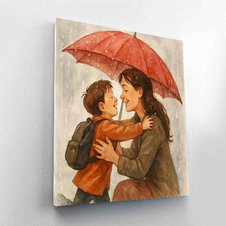 Rainy Day Umbrella Hug For Mom Painting by numbers kit