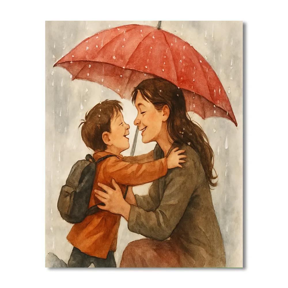 Rainy Day Umbrella Hug For Mom Painting by numbers kit