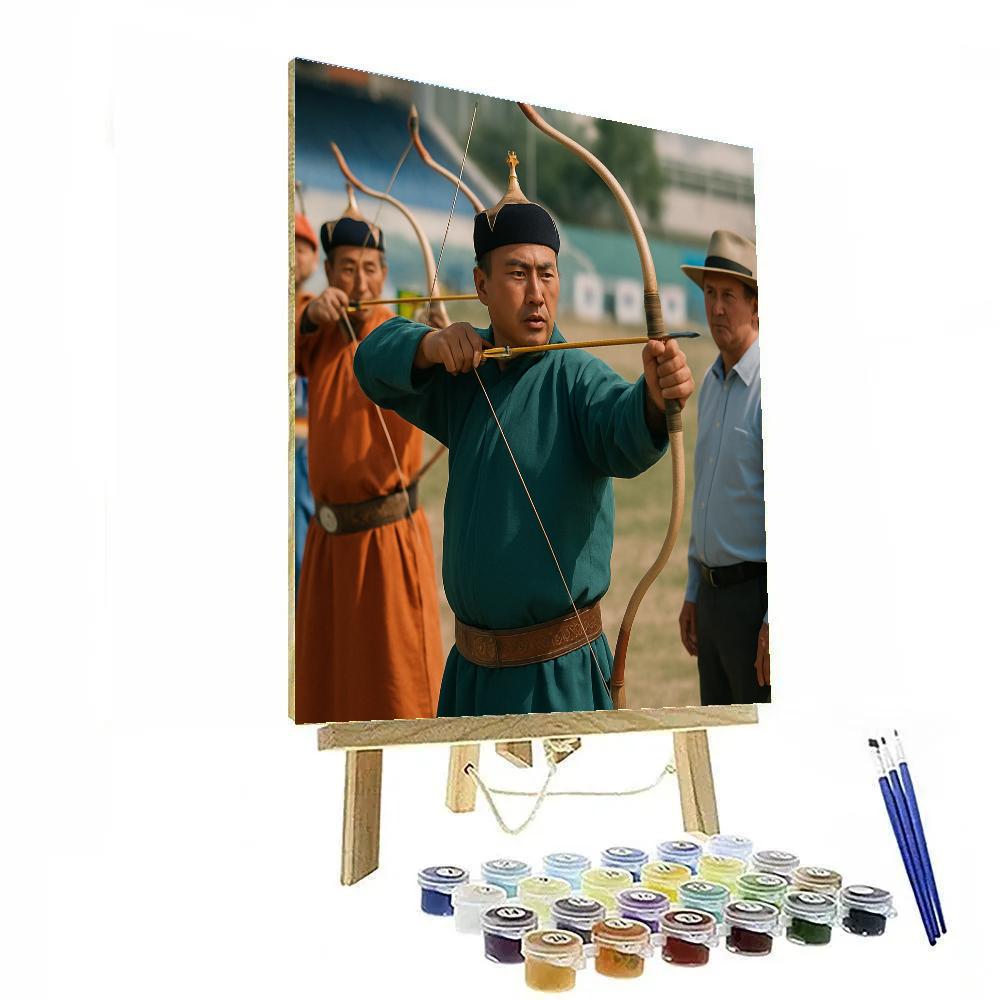 Naadam Festival Archery Lineup Ulaanbaatar paint by color