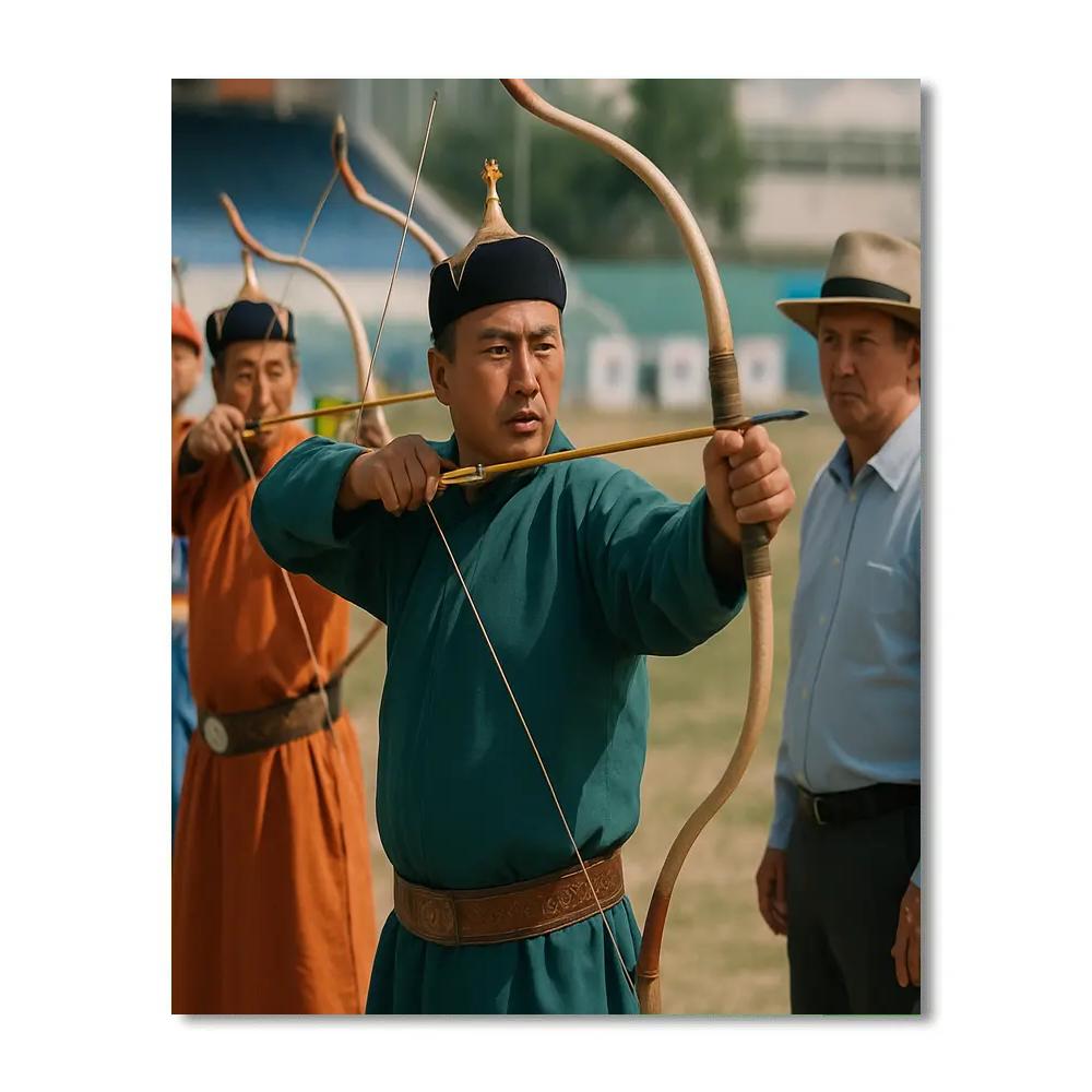 Naadam Festival Archery Lineup Ulaanbaatar paint by color