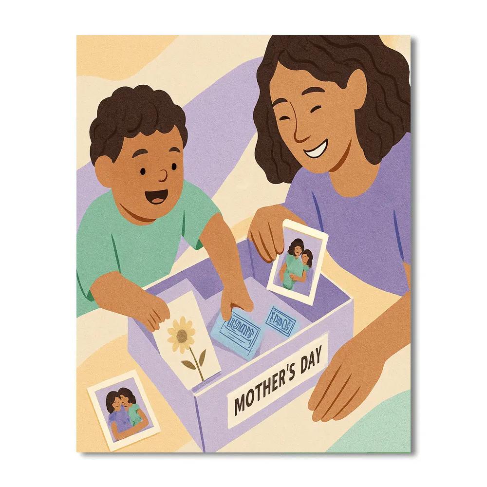 Memory Box Collage With Mom Paint by numbers art