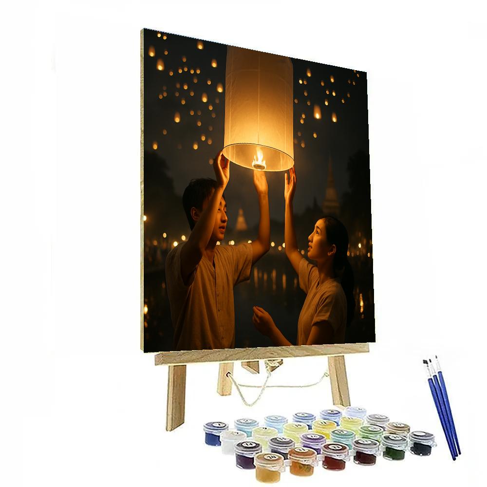 Lantern Release At Yi Peng Chiang Mai Riverside Paint by numbers kits
