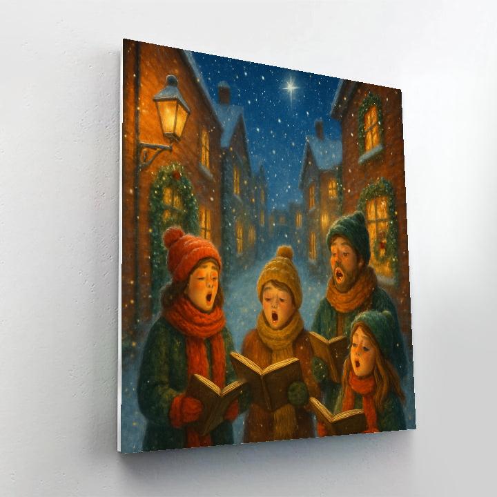 Starlit Carolers In Snowy Alley paint by color