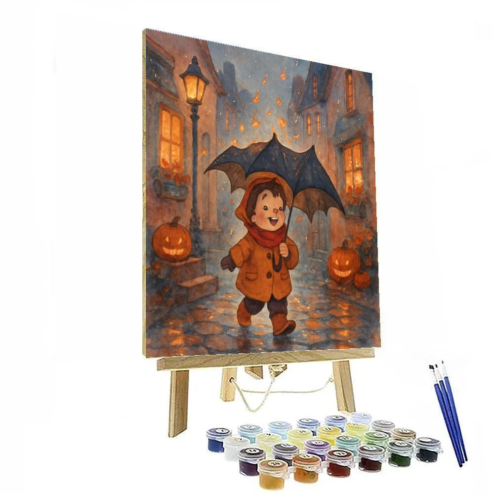 The Velvet Batwing Umbrella Stroll painting number kit