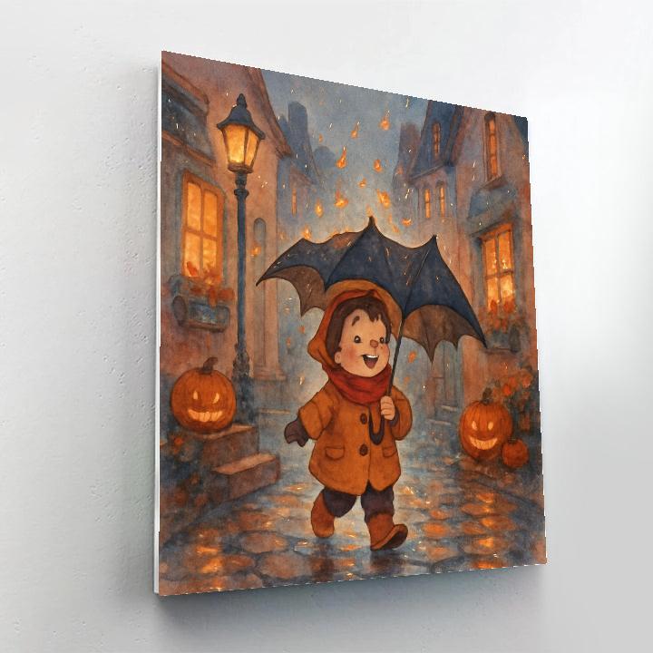 The Velvet Batwing Umbrella Stroll painting number kit