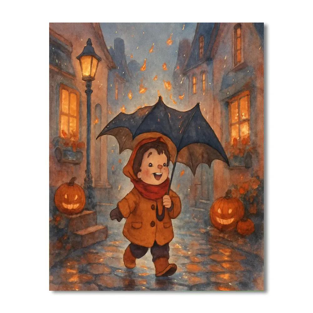 The Velvet Batwing Umbrella Stroll painting number kit