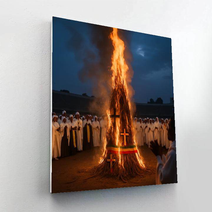 Meskel Bonfire Gathering At Meskel Square Addis Ababa paint by color