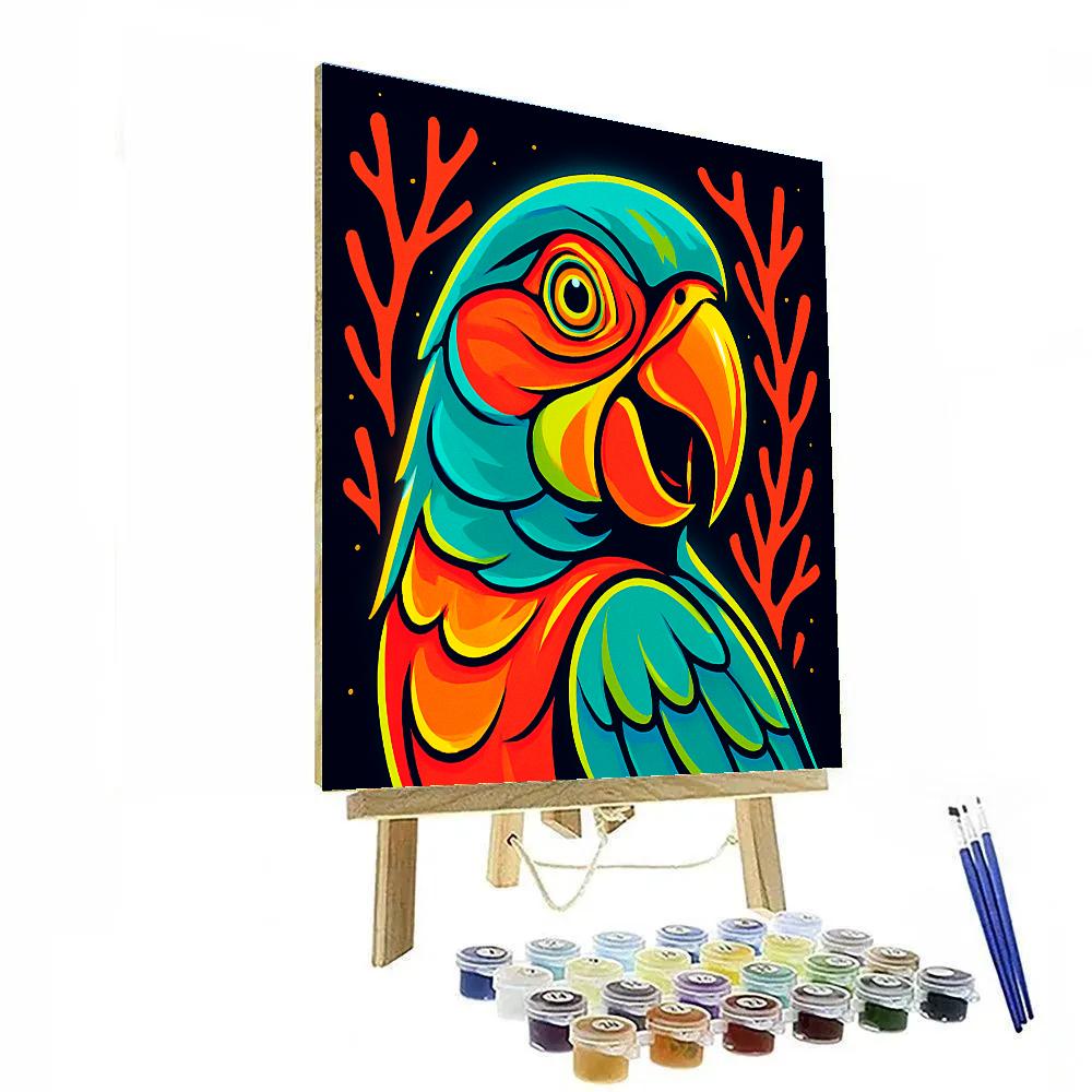 Neon Reef Parrot DIY paint by numbers