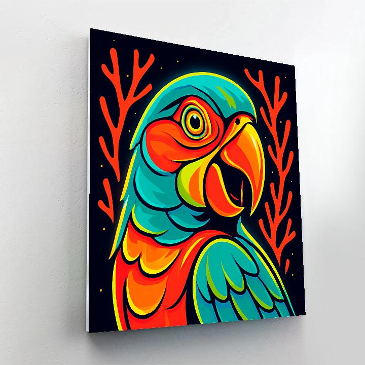 Neon Reef Parrot DIY paint by numbers