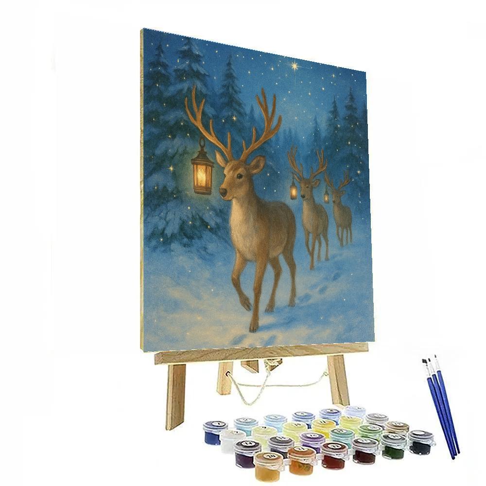 Reindeer Lantern Parade Painting by numbers kit
