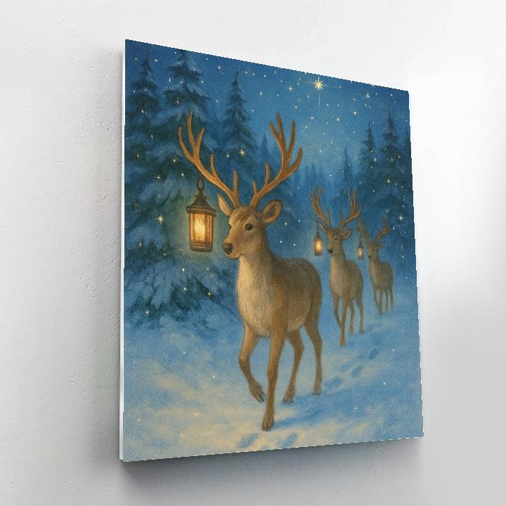 Reindeer Lantern Parade Painting by numbers kit