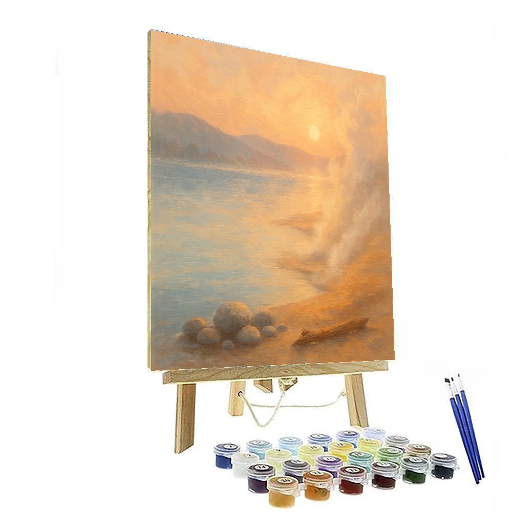 Sunrise Steam Over Geothermal Lake Edge Paint by numbers kits