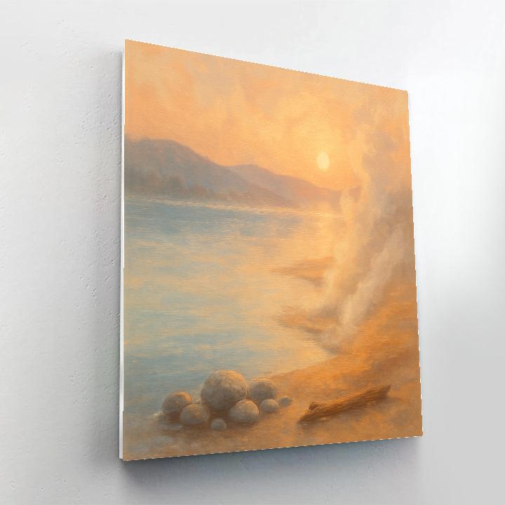 Sunrise Steam Over Geothermal Lake Edge Paint by numbers kits