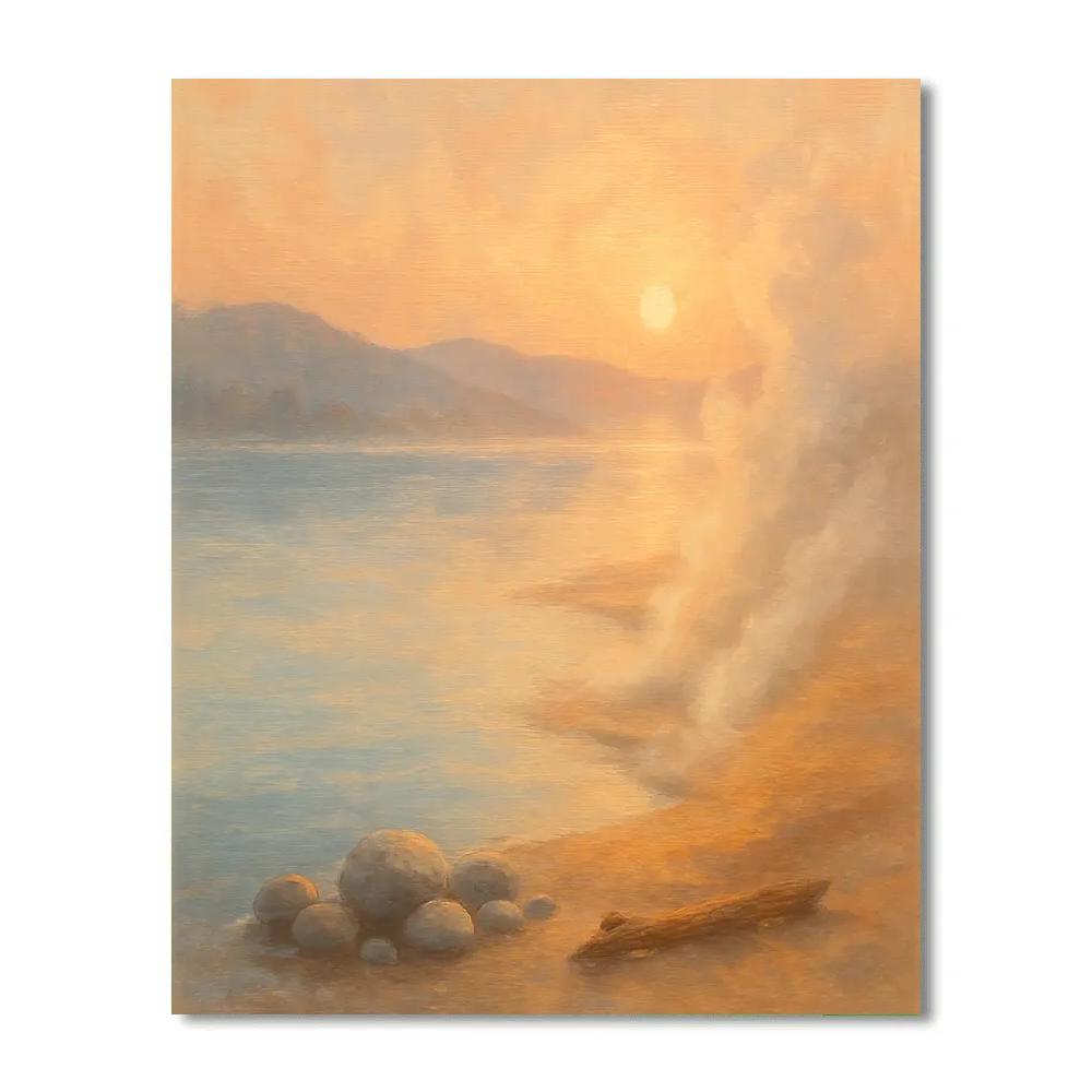 Sunrise Steam Over Geothermal Lake Edge Paint by numbers kits