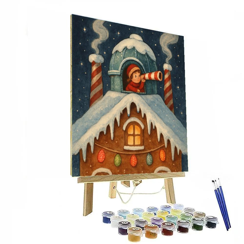 Gingerbread Observatory Rooftop Painting by numbers kit