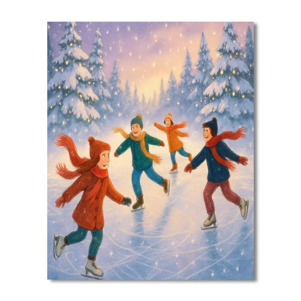 Frosty Forest Skaters Numbered painting kits
