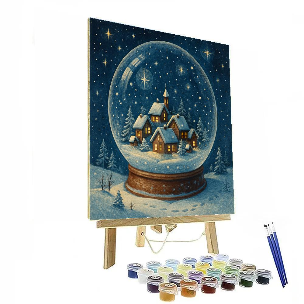 Snowglobe Cosmic Village Number painting