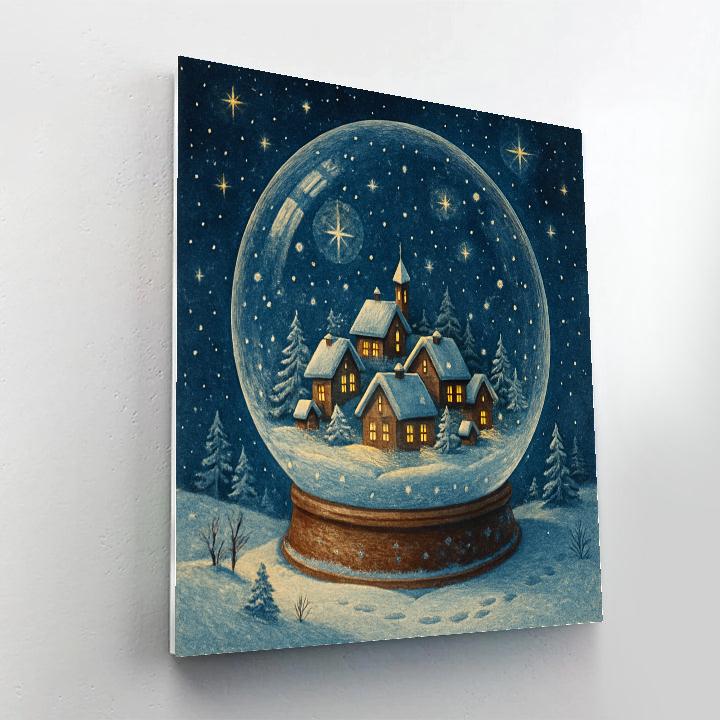 Snowglobe Cosmic Village Number painting