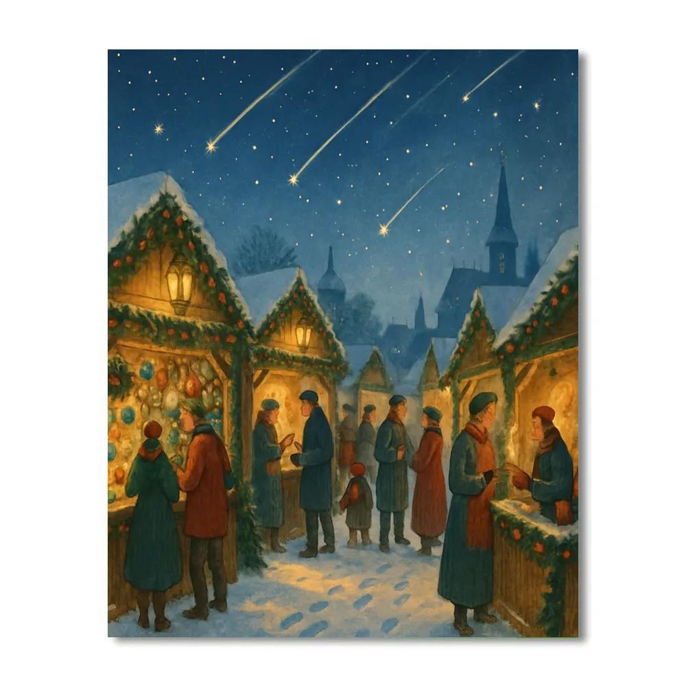 Holiday Market Beneath Shooting Stars DIY paint by numbers
