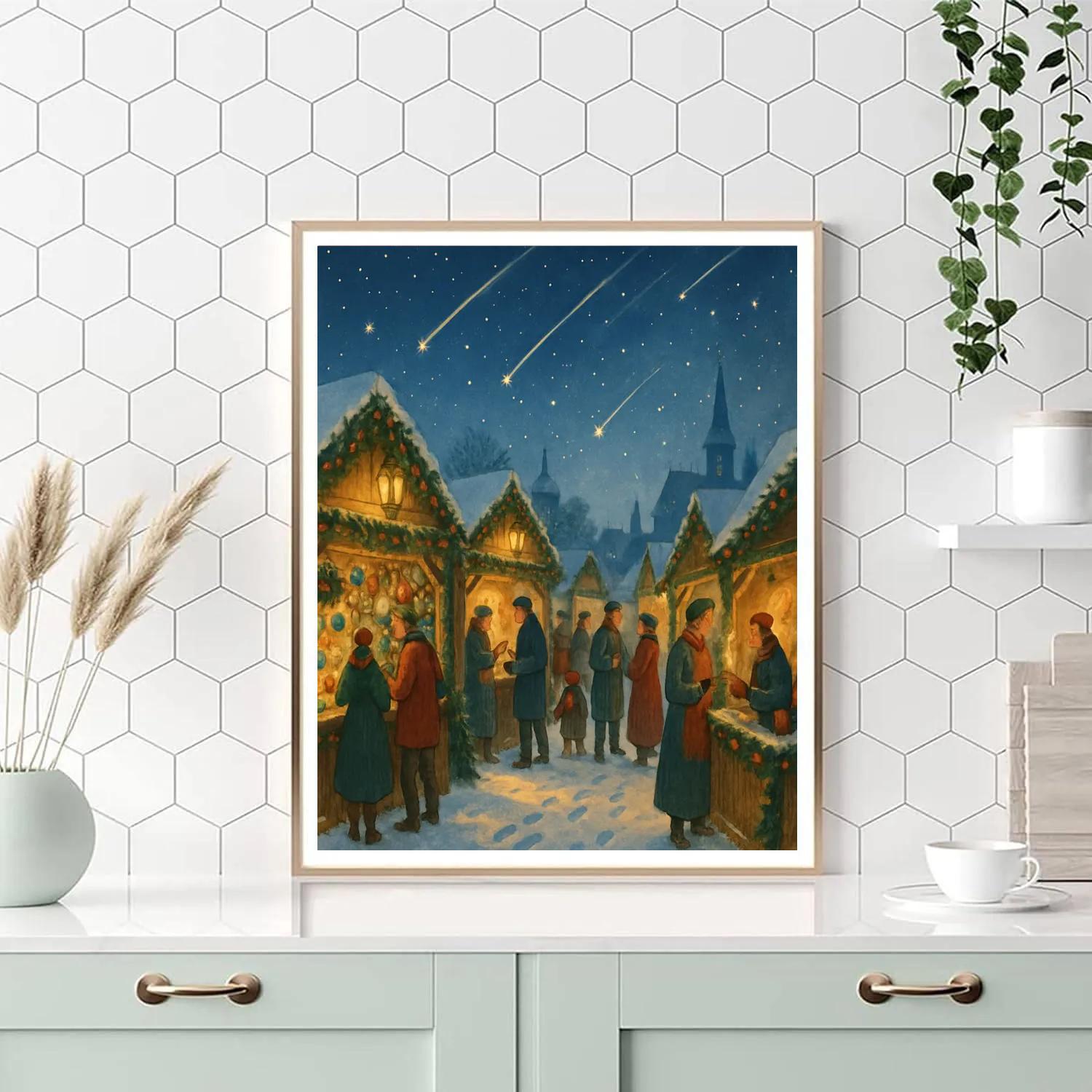 Holiday Market Beneath Shooting Stars DIY paint by numbers