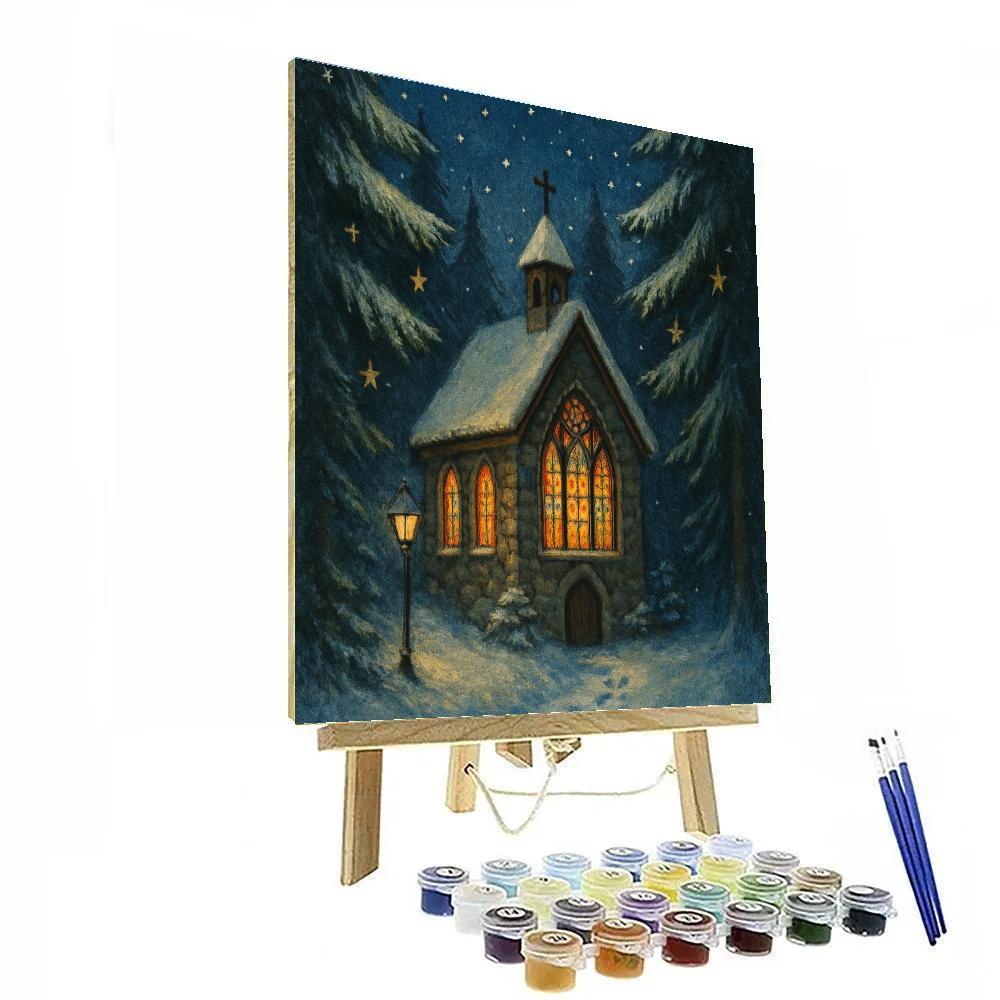 Silent Night Forest Chapel painting number kit