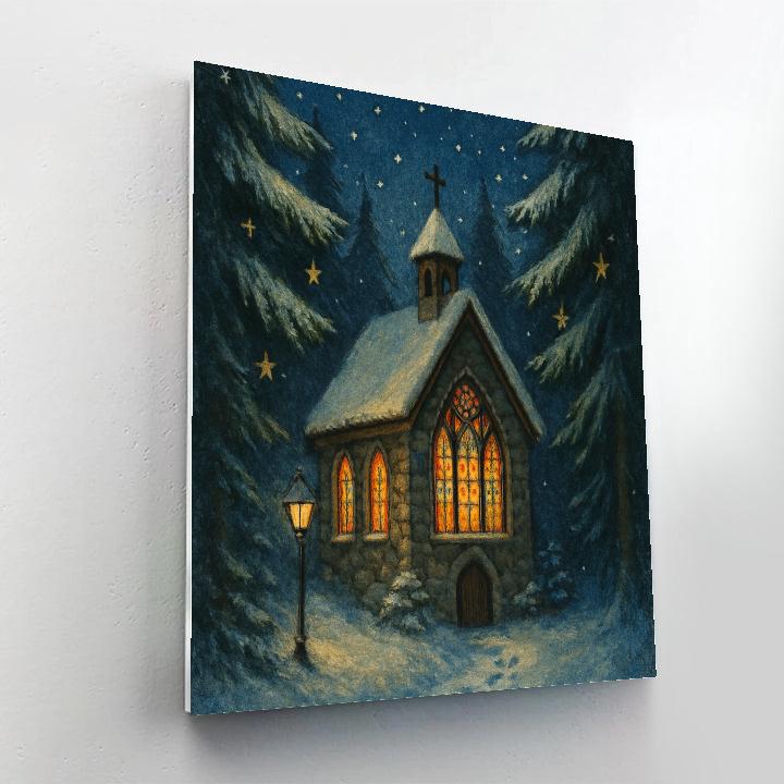 Silent Night Forest Chapel painting number kit