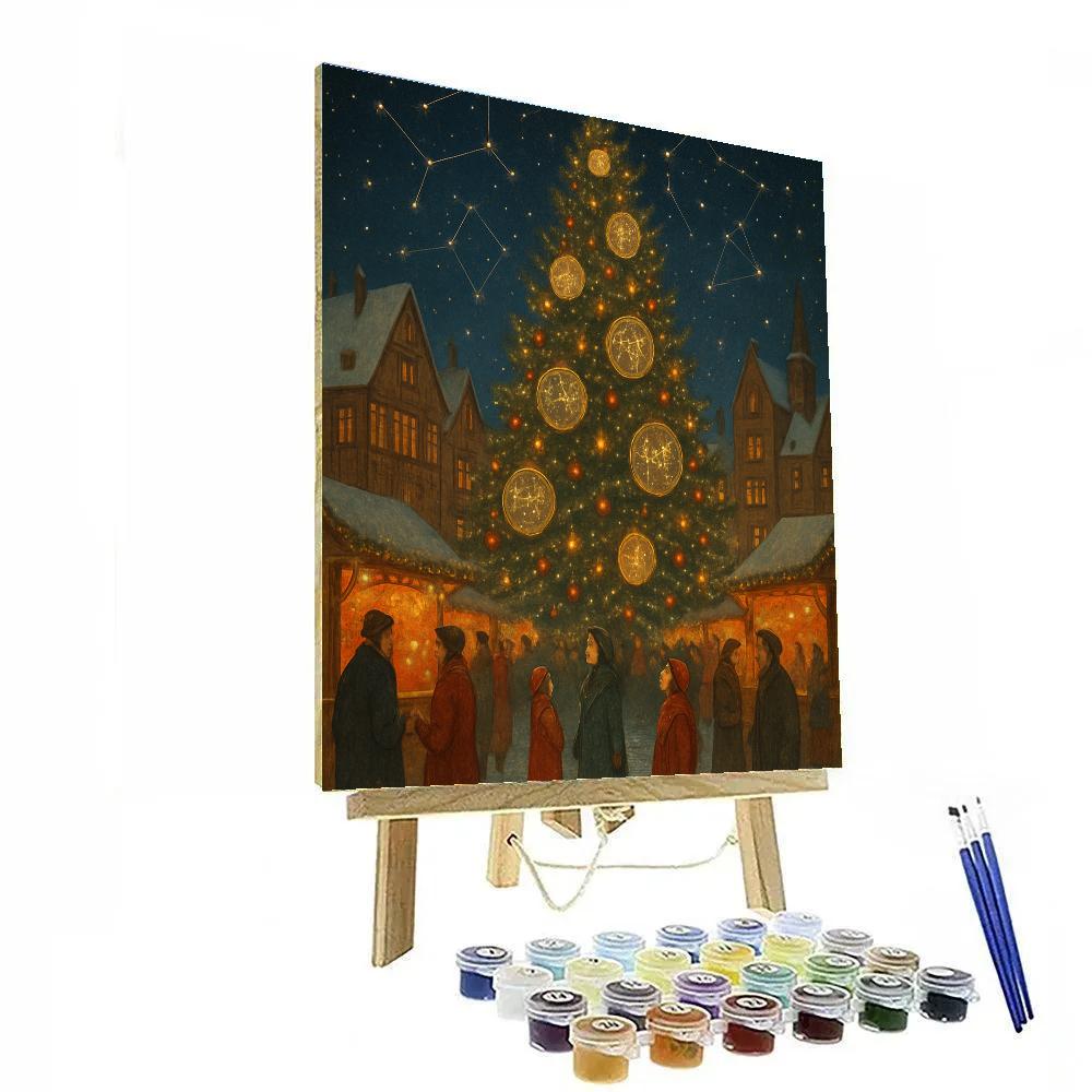 Star Map Snowy Town Square Numbered painting kits
