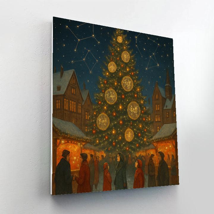 Star Map Snowy Town Square Numbered painting kits