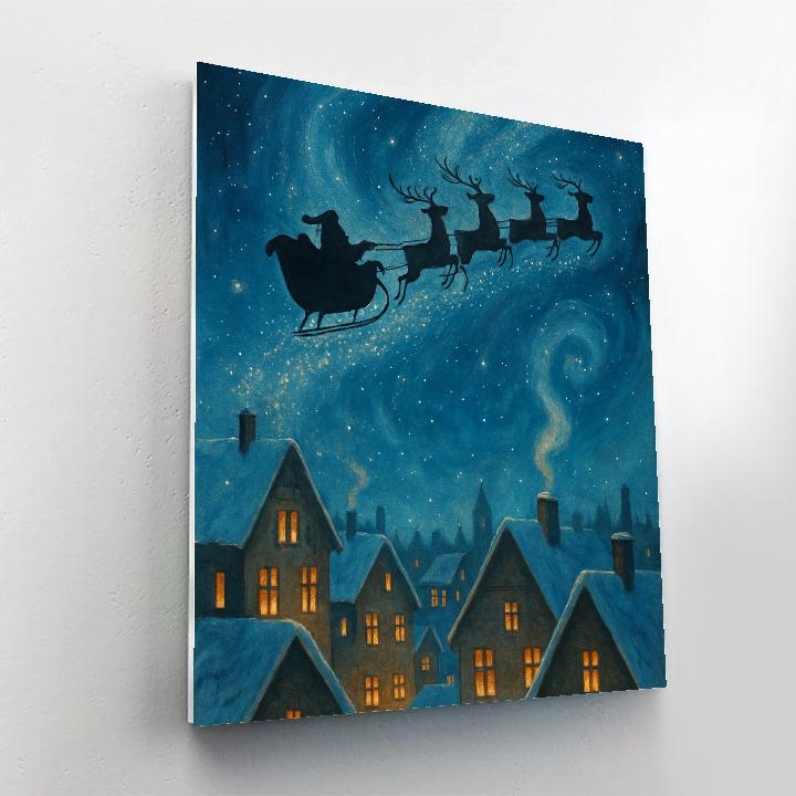 Cosmic Sleigh Over City Rooftops Paint by numbers kits
