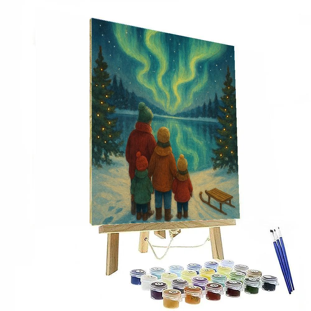 Aurora Reflections On Frozen Lake paint by numbers