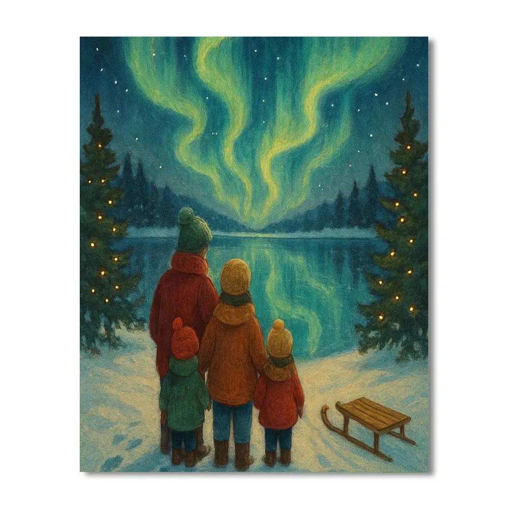 Aurora Reflections On Frozen Lake paint by numbers
