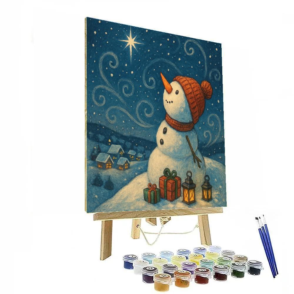 Stargazer Snowman On The Hill Numbered painting kits