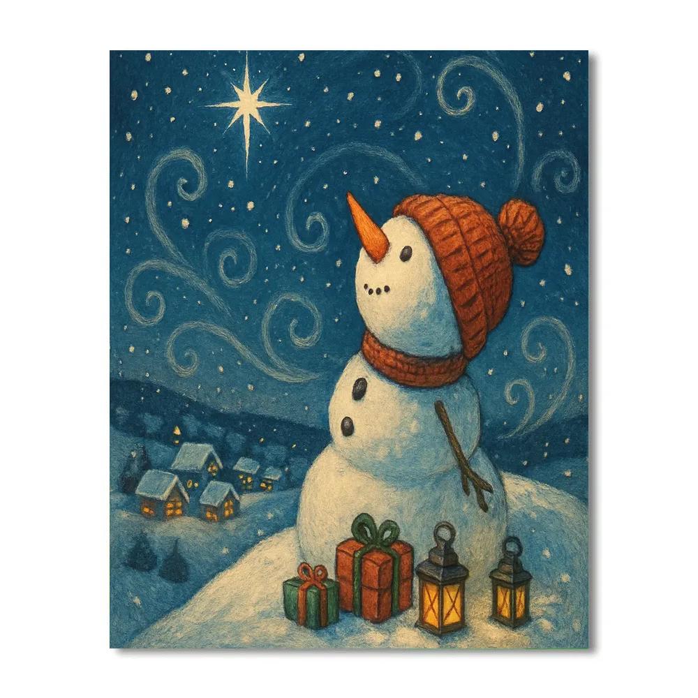 Stargazer Snowman On The Hill Numbered painting kits