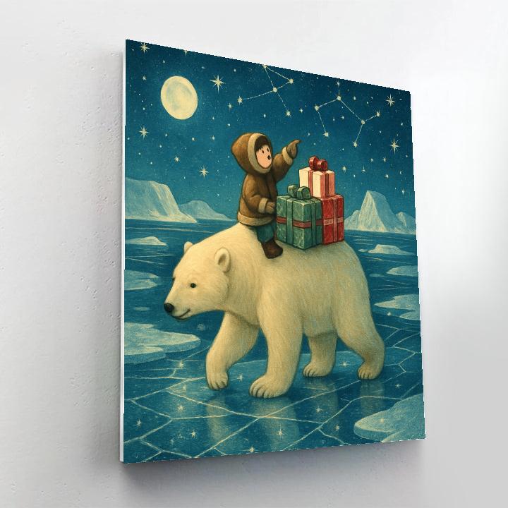 Midnight Polar Bear Gift Patrol Numbered painting kits