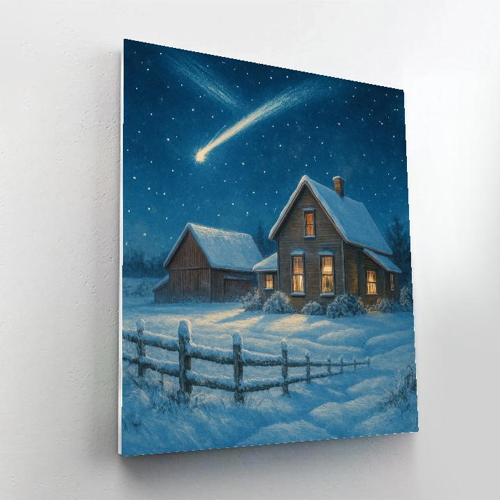 Christmas Comet Over Farmhouse Numbered painting kits