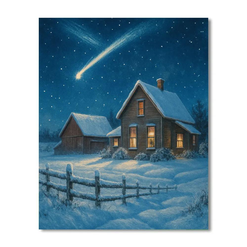 Christmas Comet Over Farmhouse Numbered painting kits
