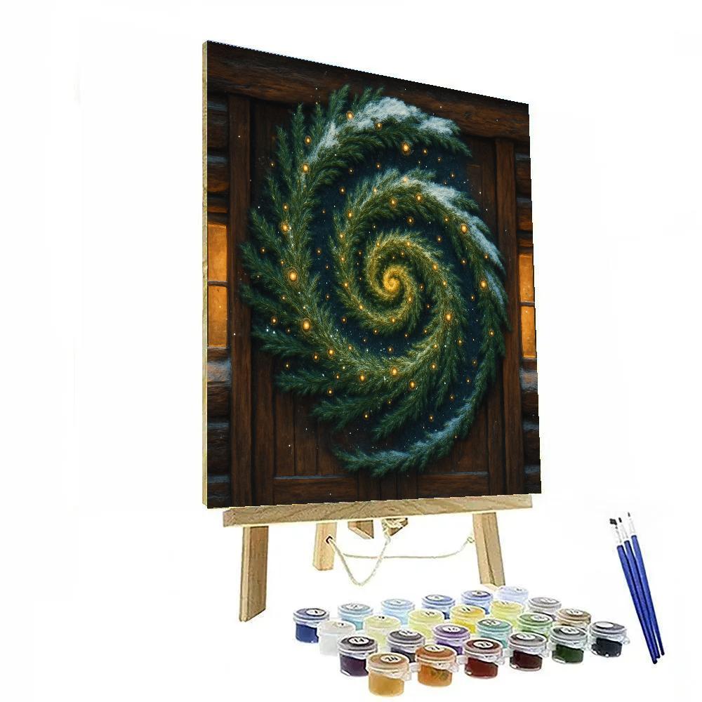 Evergreen Spiral Galaxy Wreath painting number kit