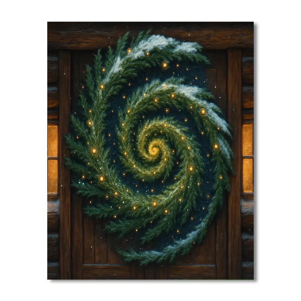 Evergreen Spiral Galaxy Wreath painting number kit