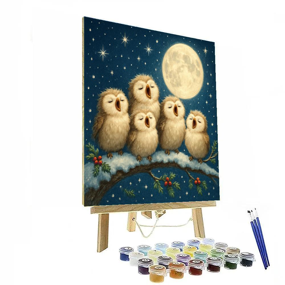 Celestial Caroling Owls Numbered painting kits