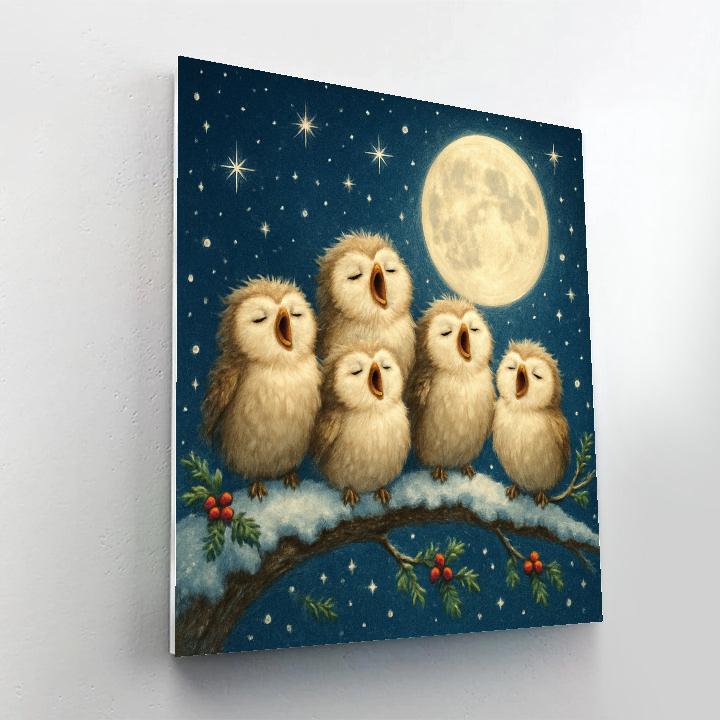 Celestial Caroling Owls Numbered painting kits