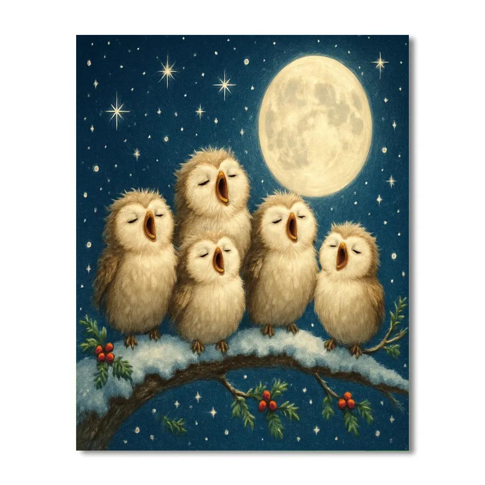 Celestial Caroling Owls Numbered painting kits