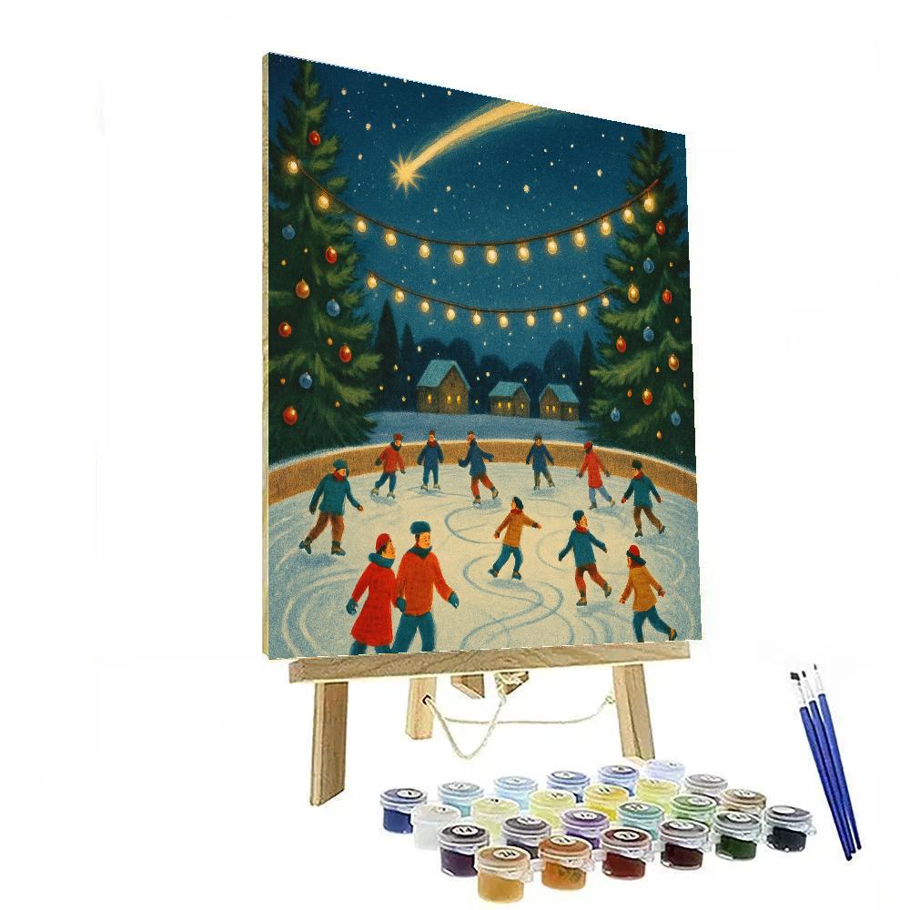 Holiday Meteor Over Ice Rink Paint by numbers art