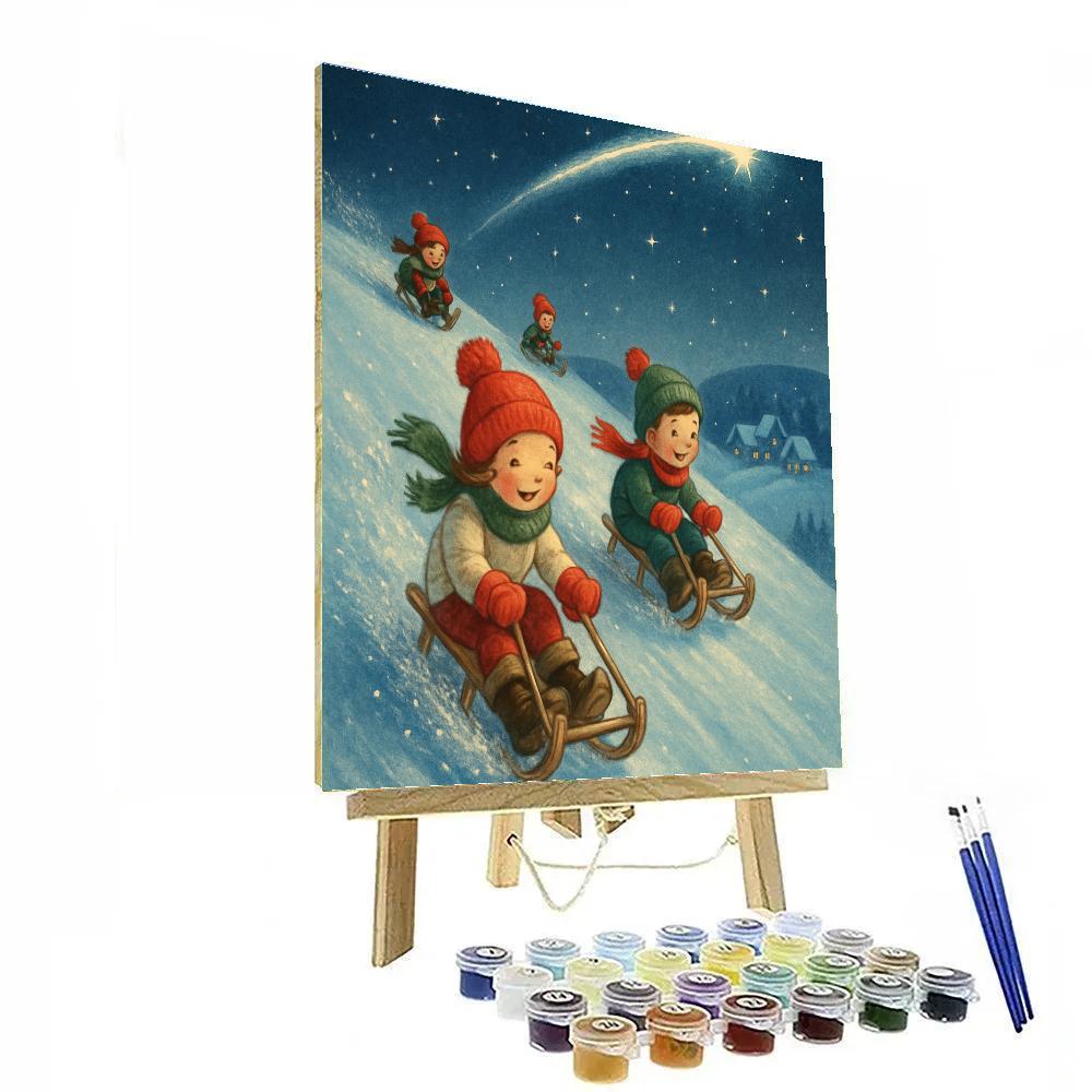 Shooting Star Sledding Hill Number painting