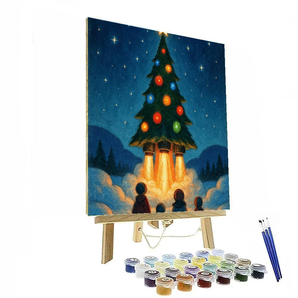 Christmas Rocket Tree Launch paint by number