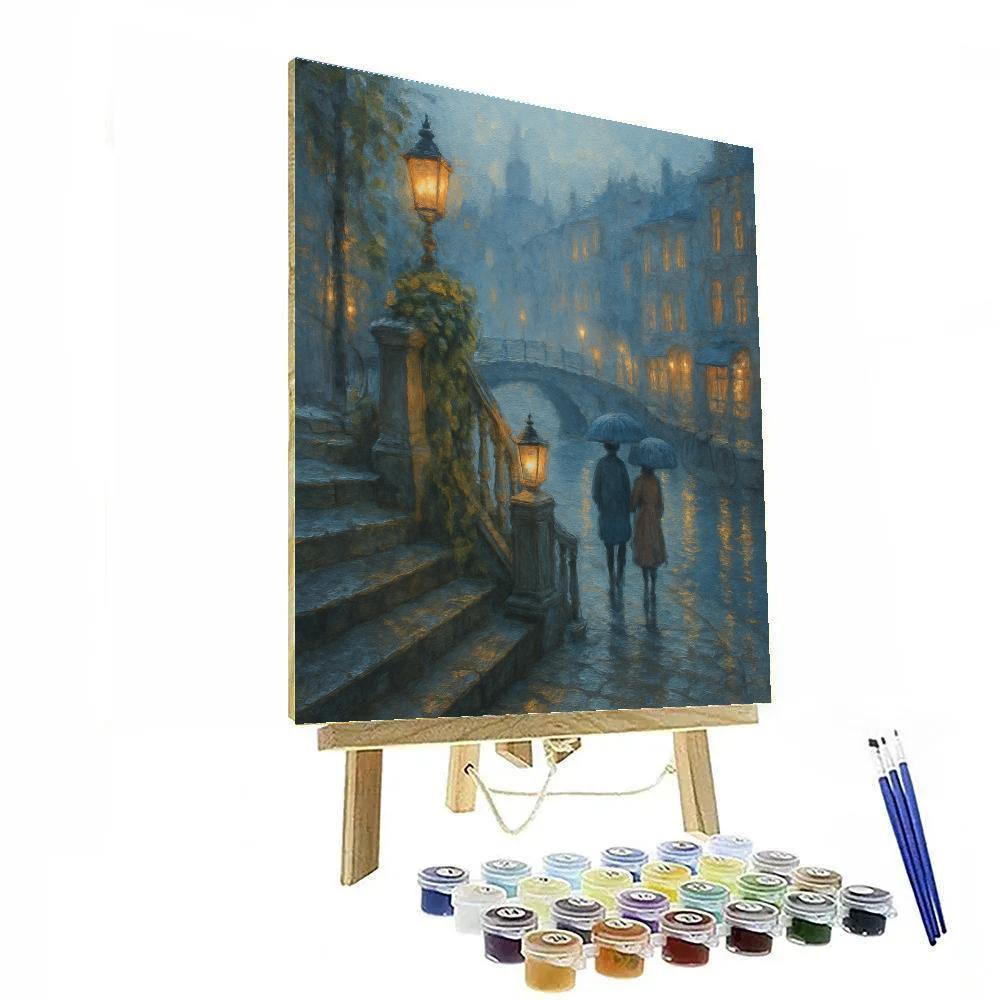 Lantern Mist Over The Canal Steps painting number kit